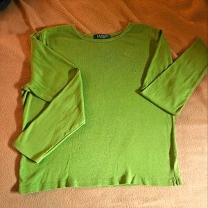Lauren Ralph Lauren Sweater Women's Small Green Logo Preppy Long Sleeve Academia